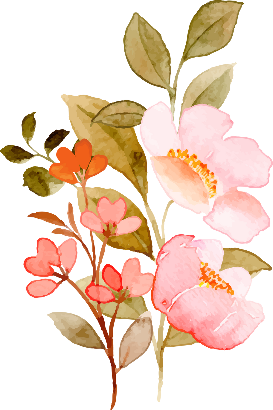 Pink watercolor flower bouquet